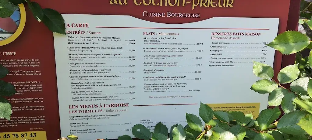 Menu_Restaurant Au Cochon Prieur_Aubeterre-sur-Dronne_image_2