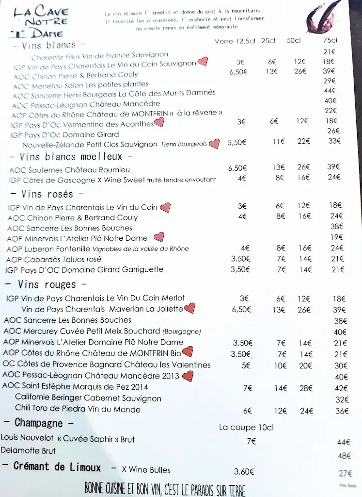 Menu_La Table Notre Dame royan_Royan_image_4