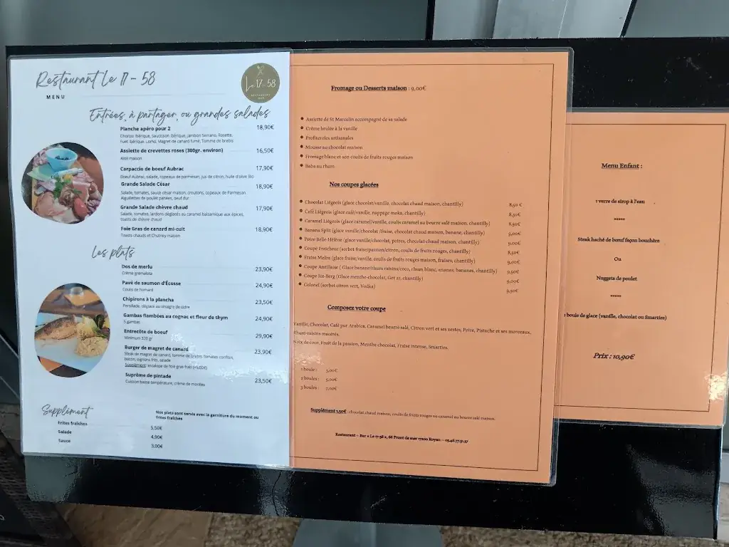 Menu_Restaurant Le 17-58_Royan_image_1