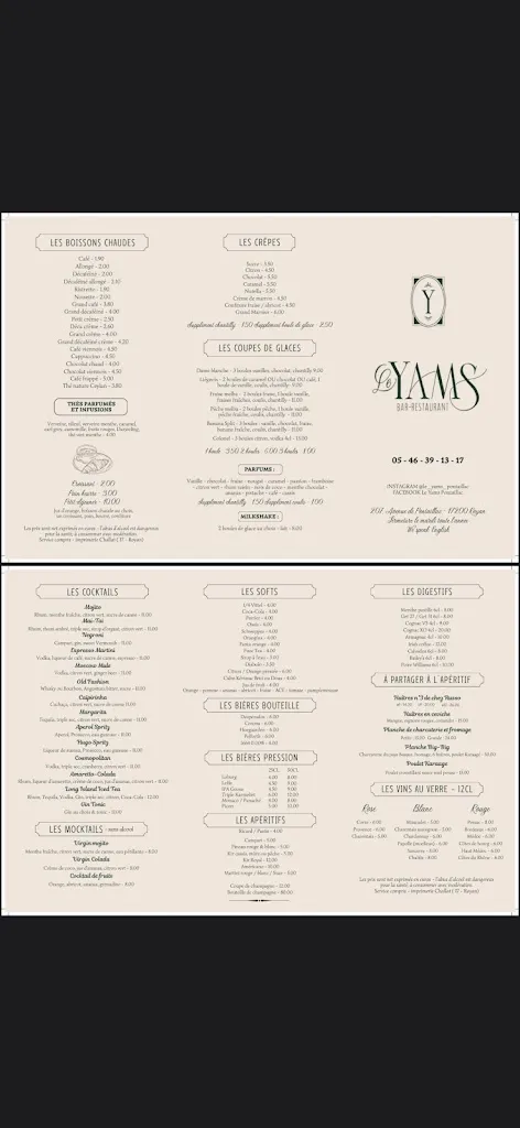 Menu_Restaurant Le Yam’s_Royan_immagine_2