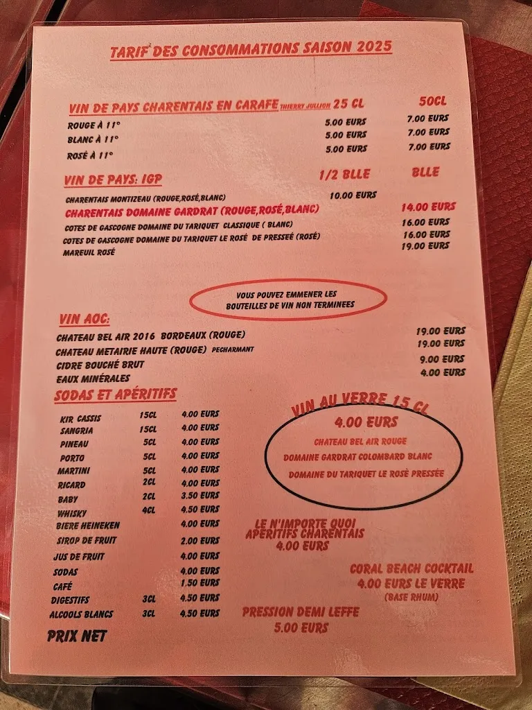 Menu_La Petite Plage_Royan_image_2