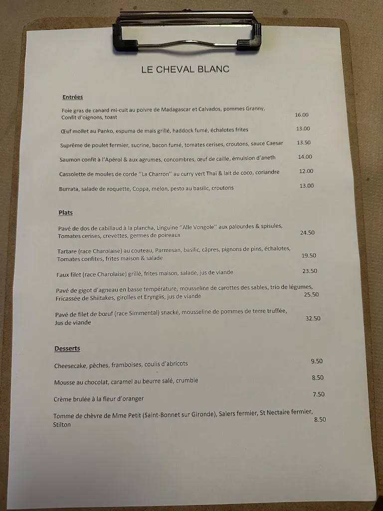 Menu_Le Cheval Blanc_Saint-Ciers-du-Taillon_immagine_2