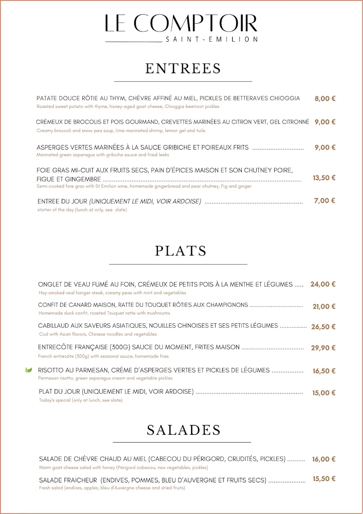 Menu_Le Comptoir du passage_Saint-Émilion_immagine_3