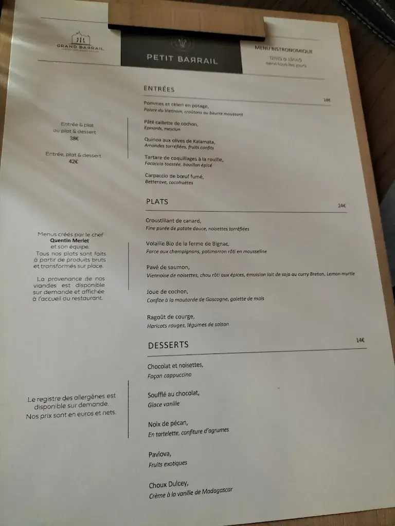 Menu_Restaurant du Grand Barrail_Saint-Émilion_image_1