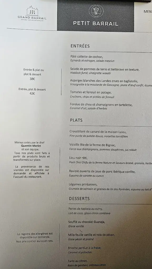 Menu_Restaurant du Grand Barrail_Saint-Émilion_image_2