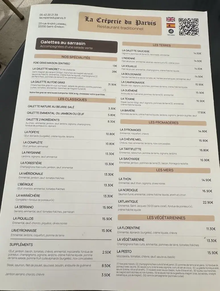 Menu_La Crêperie du Parvis_Saint-Émilion_image_1