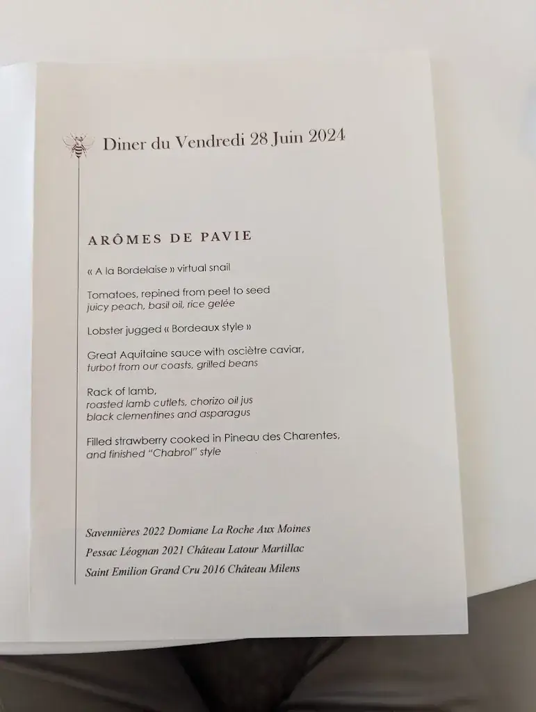 Menu_La Table de Pavie_Saint-Émilion_image_2