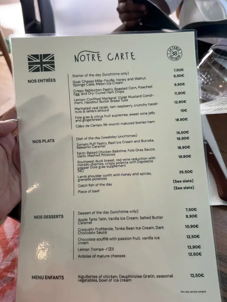 Menu_La Table 38_Saint-Émilion_imagen_1