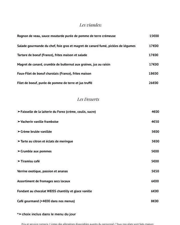 Menu_Restaurant Le Feugerolles_Chambon-Feugerolles_immagine_1