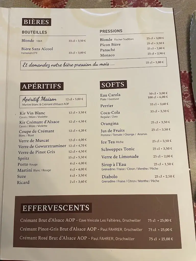 Menu_Hôtel Restaurant Au Fief du Château_Orschwiller_image_1