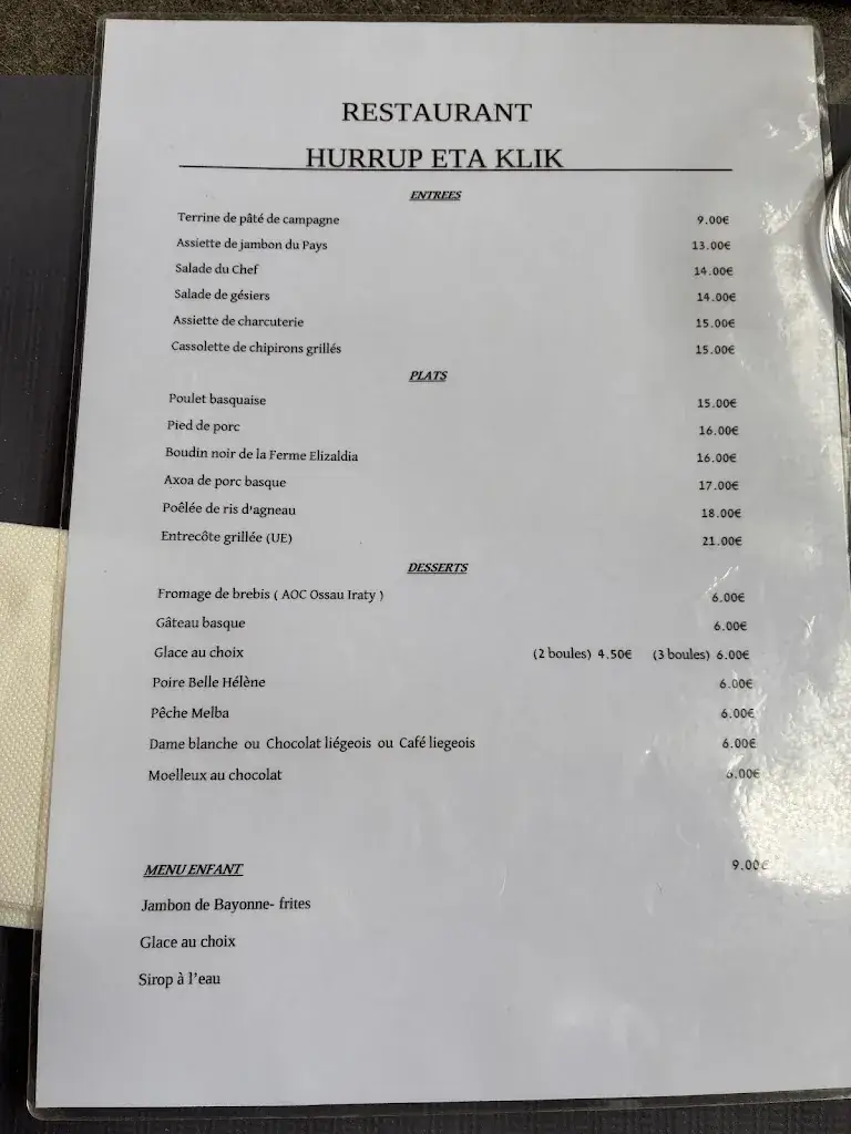 Menu_Restaurant Cidrerie Hurrup Eta Klik_Saint-Jean-Pied-de-Port_image_1
