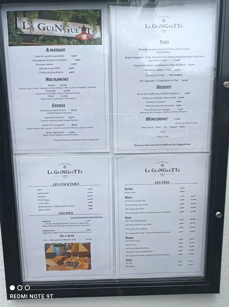 Menu_Restaurant La Guinguette - La Marquèze_Josse_image_2