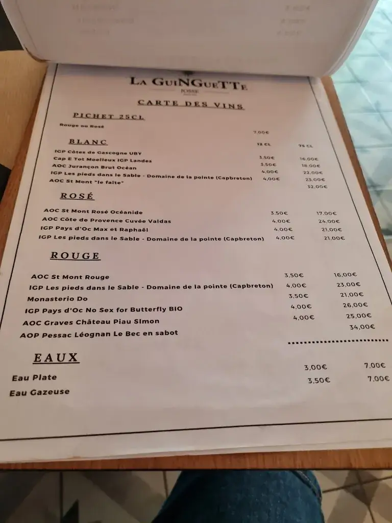 Menu_Restaurant La Guinguette - La Marquèze_Josse_image_3