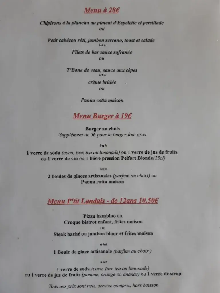 Menu_Bar Restaurant Pizzeria. 