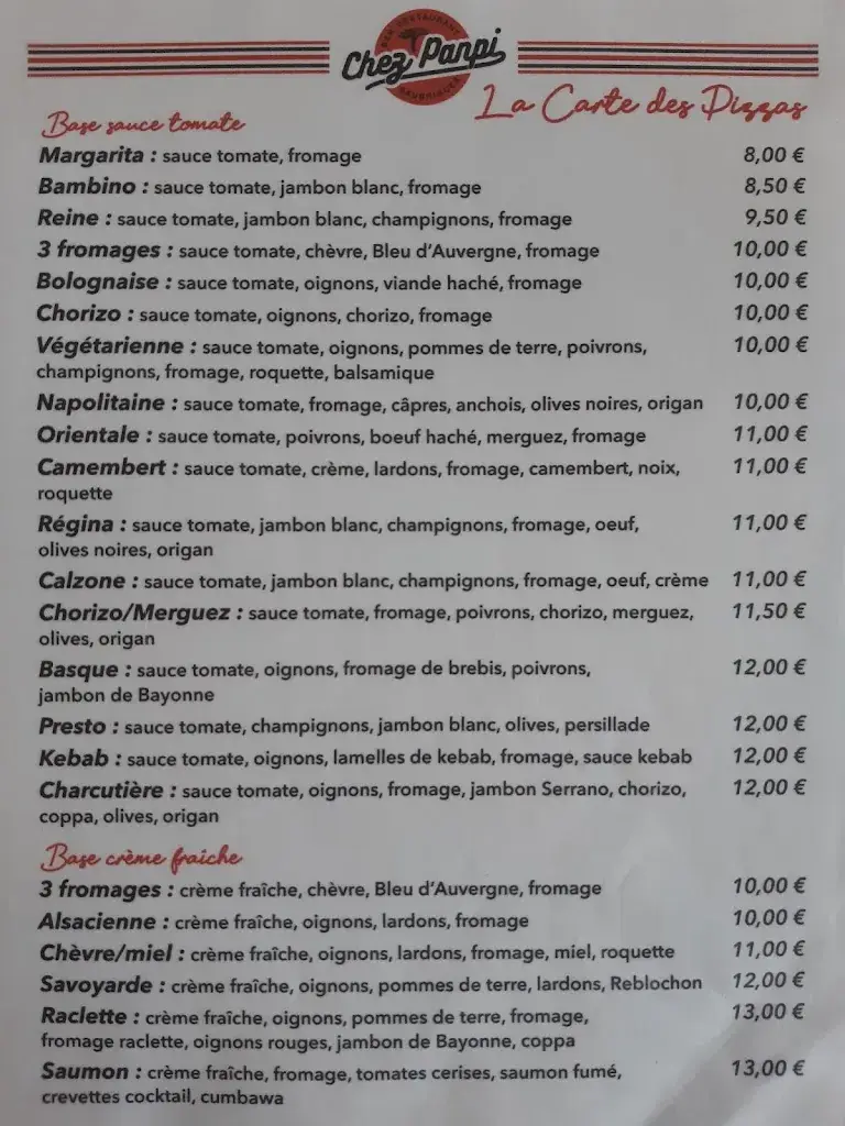 Menu_Bar Restaurant Pizzeria. 