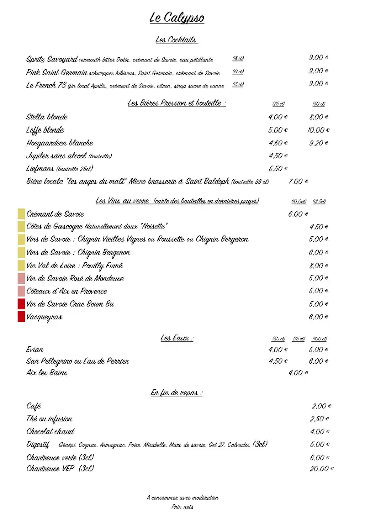 Menu_Restaurant Le Calypso_Bourget-du-Lac_imagen_1