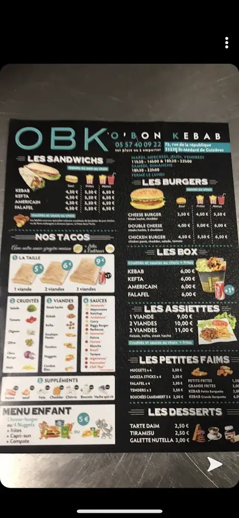 Menu_OBK O' Bon Kebab_Saint-Médard-de-Guizières_image_1