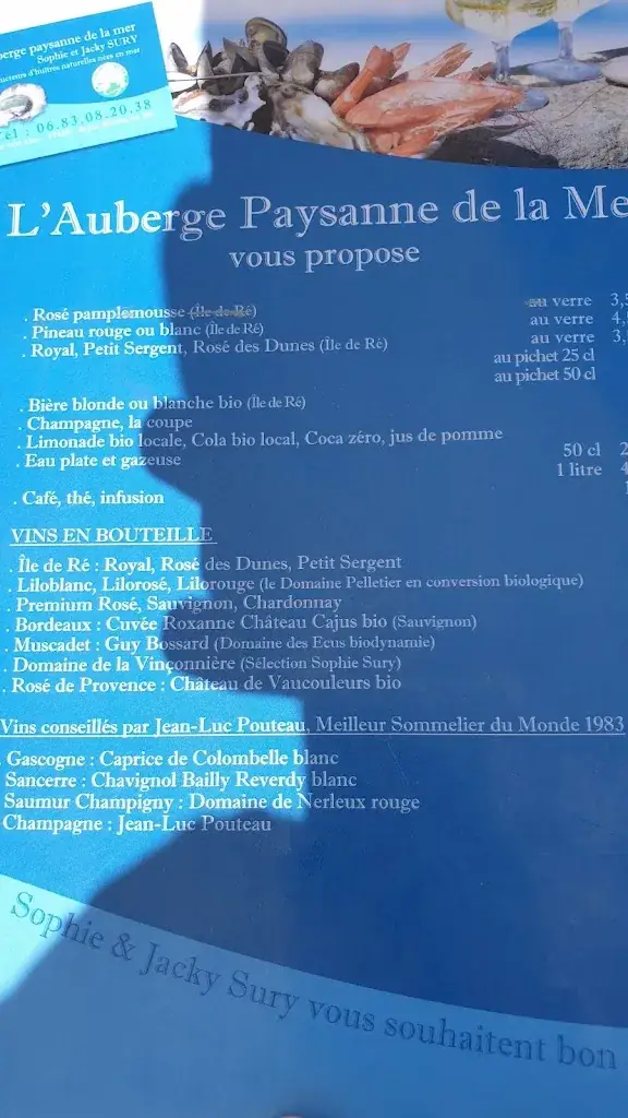 Menu_Auberge paysanne de la mer_Saint-Martin-de-Ré_image_2