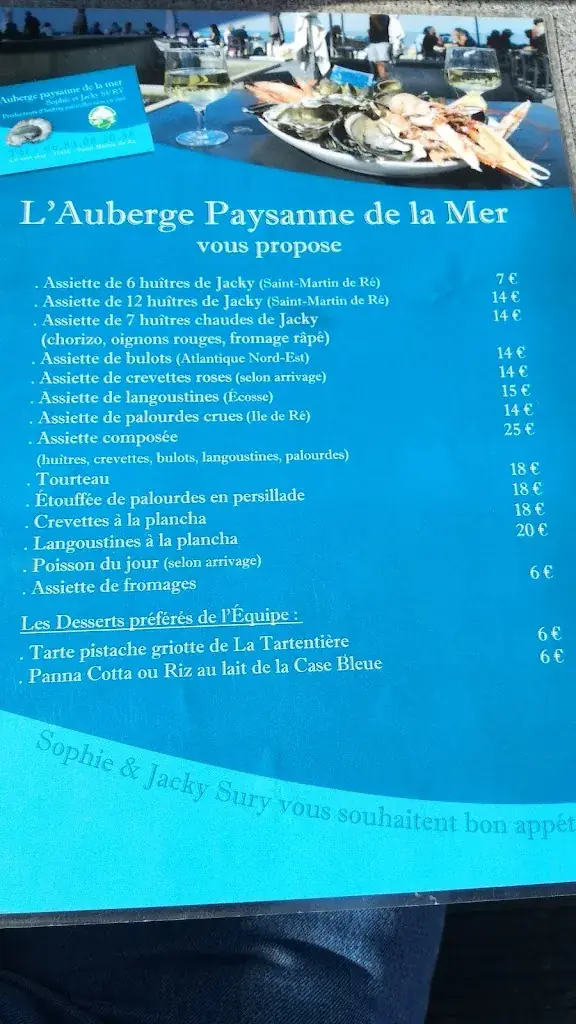 Menu_Auberge paysanne de la mer_Saint-Martin-de-Ré_image_4
