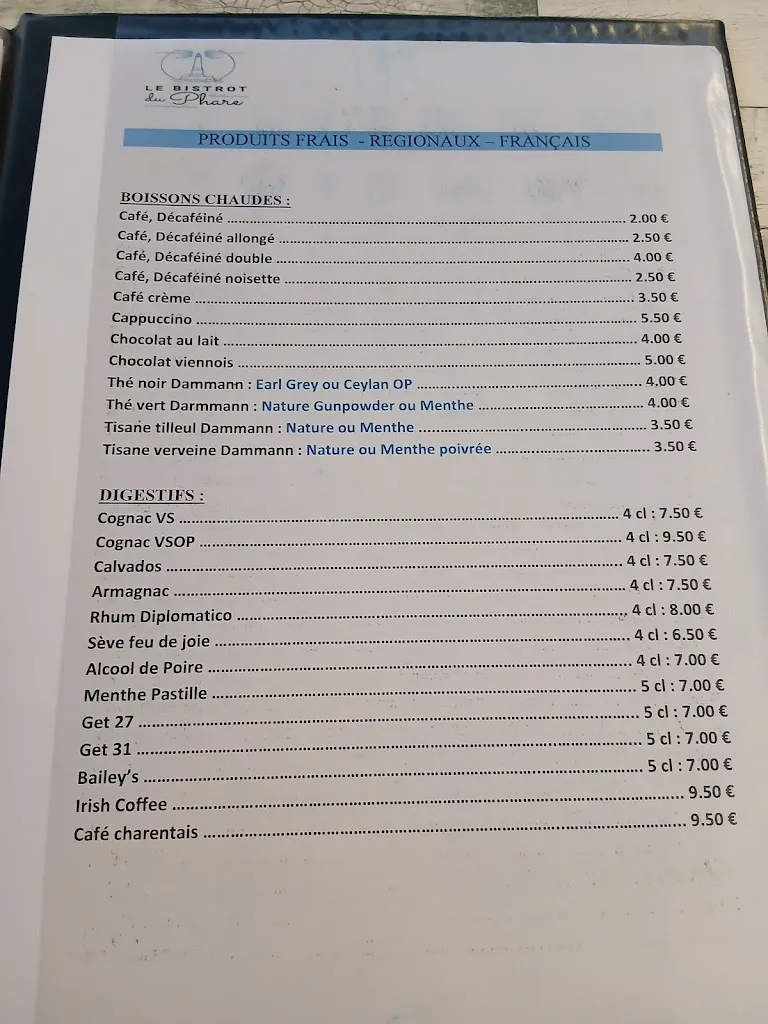 Menu_Le bistrot du phare_Saint-Palais-sur-Mer_immagine_2