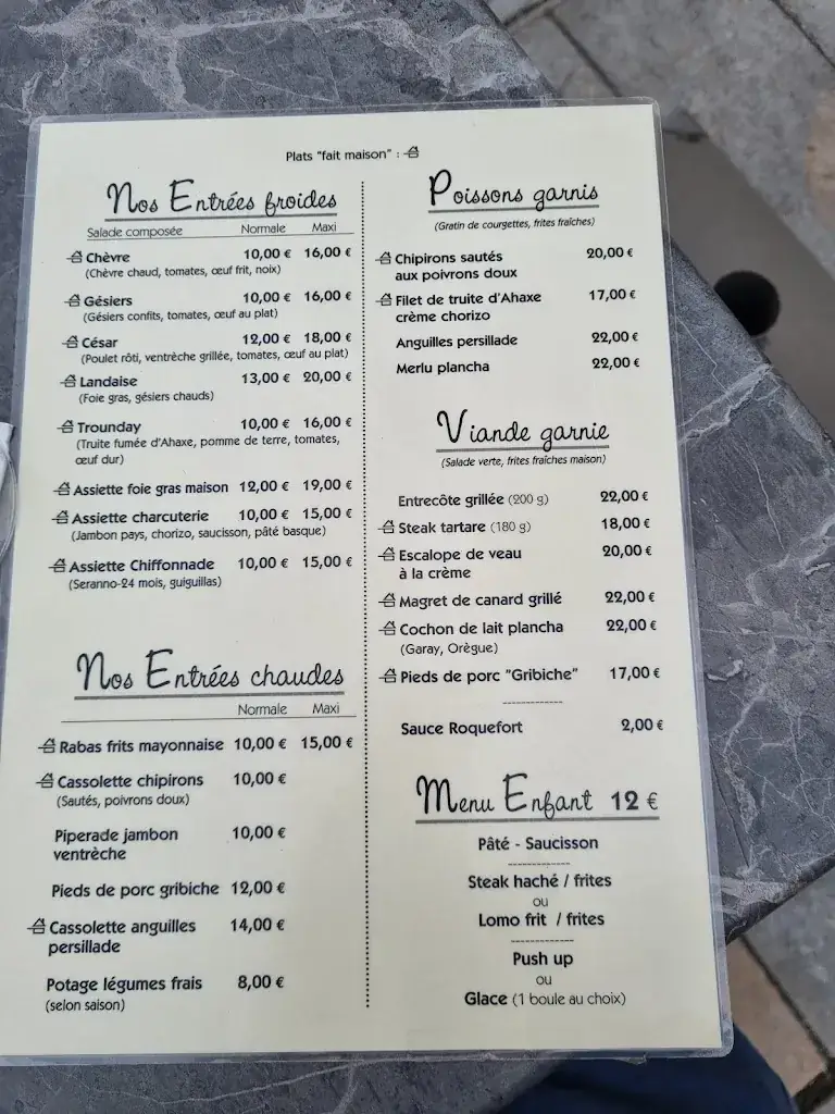 Menu_Auberge du Foirail_Saint-Palais_image_1