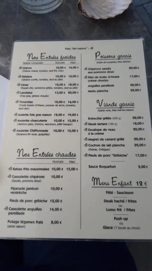 Menu_Auberge du Foirail_Saint-Palais_image_4