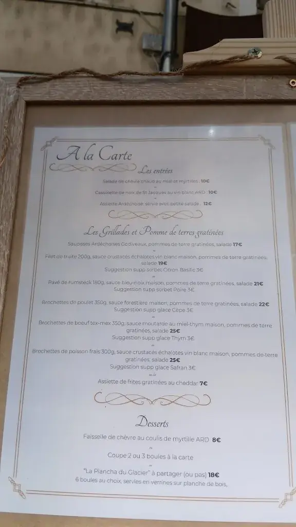 Menu_La Calèche, Restaurant - Le Glacier_Largentière_image_3