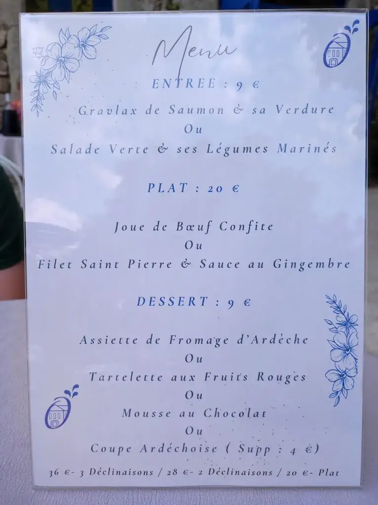 Menu_Restaurant du Domaine de l'Eau Vive_Largentière_image_1