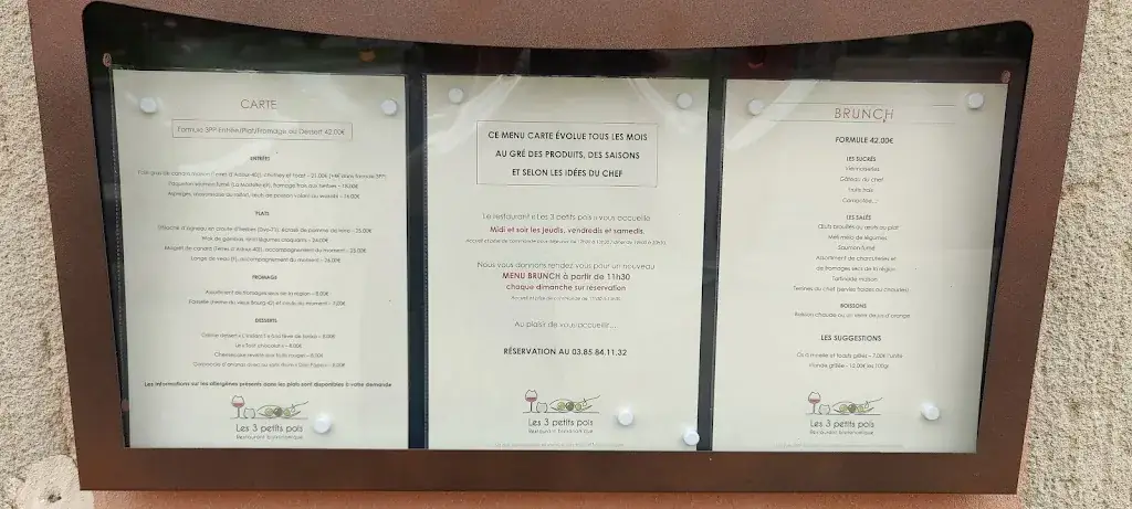 Menu_Restaurant Les 3 petits pois_Saint-Symphorien-des-Bois_immagine_1