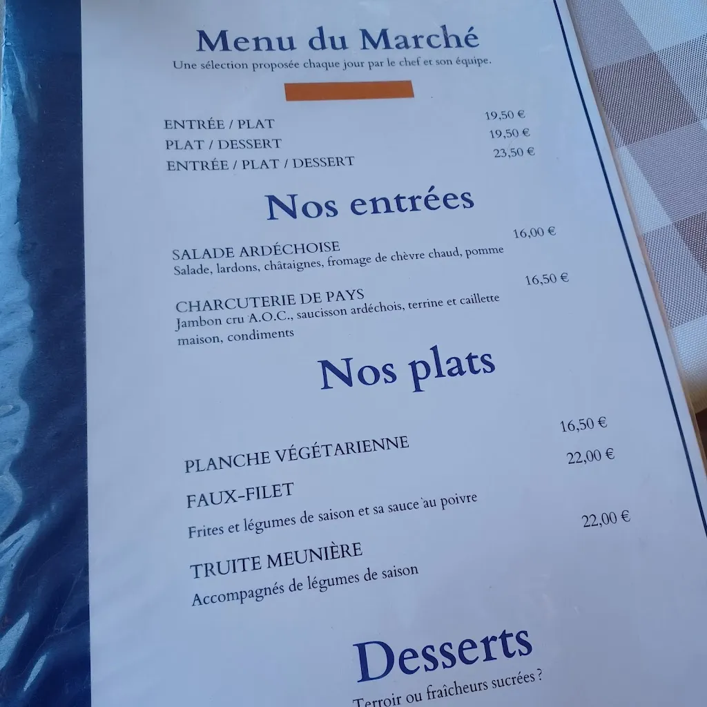 Menu_Auberge Restaurant Les Ranchisses_Chassiers_image_1