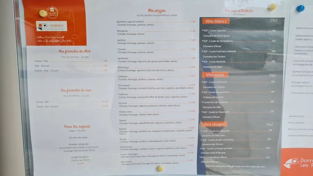 Menu_Auberge Restaurant Les Ranchisses_Chassiers_image_3