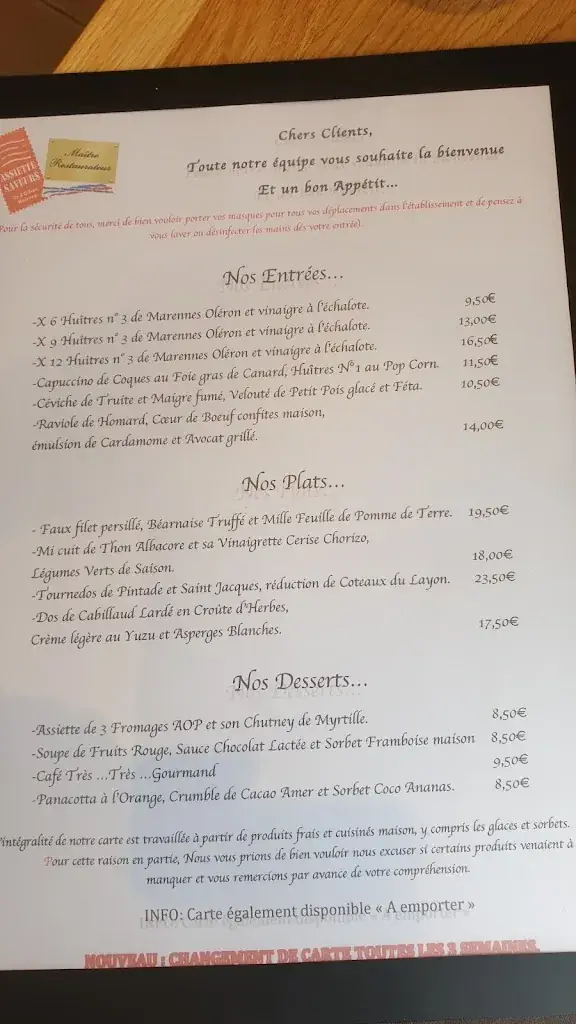 Menu_Restaurant L'Ecume_Saint-Trojan-les-Bains_image_3