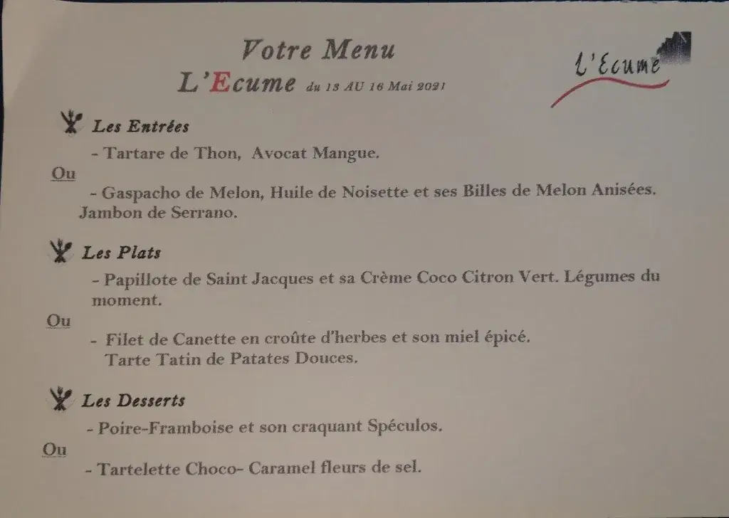 Menu_Restaurant L'Ecume_Saint-Trojan-les-Bains_image_4