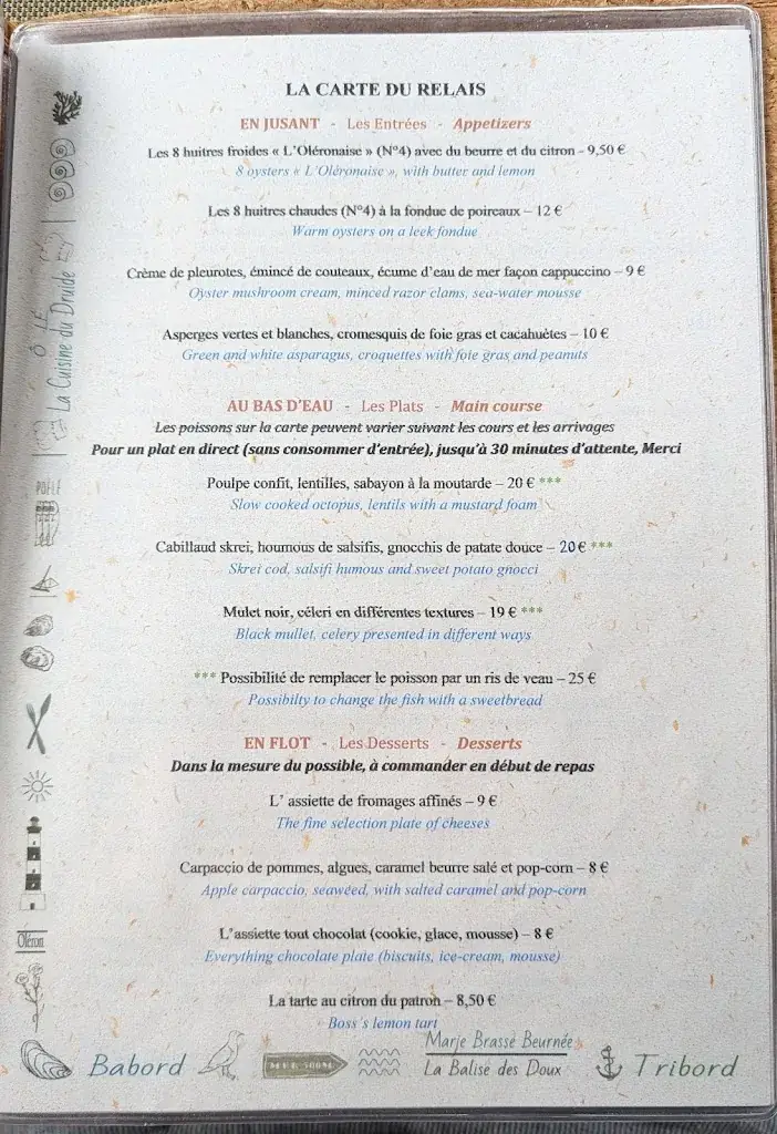 Menu_Le Relais des Salines_Grand-Village-Plage_immagine_2
