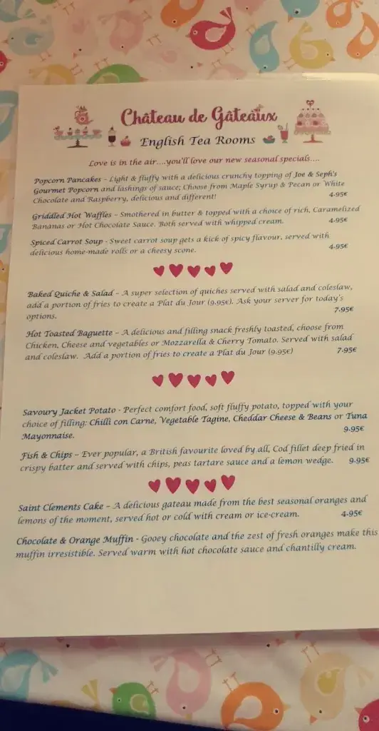 Menu_Chateau de Gateaux English Tearoom & Restaurant_Saint-Yrieix-la-Perche_image_2