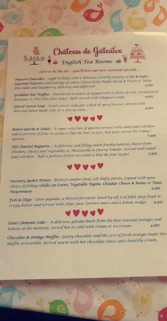 Menu_Chateau de Gateaux English Tearoom & Restaurant_Saint-Yrieix-la-Perche_image_3