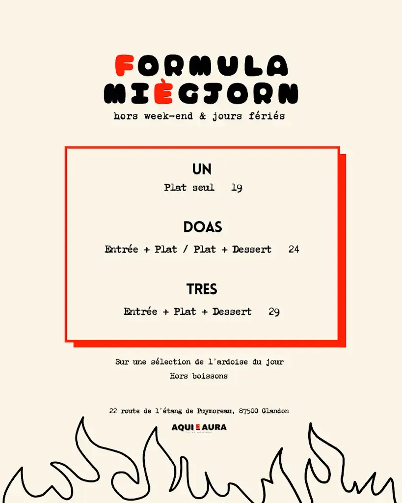 Menu_Aquí e Aura - Restaurant, Taverne contemporaine_Glandon_image_1