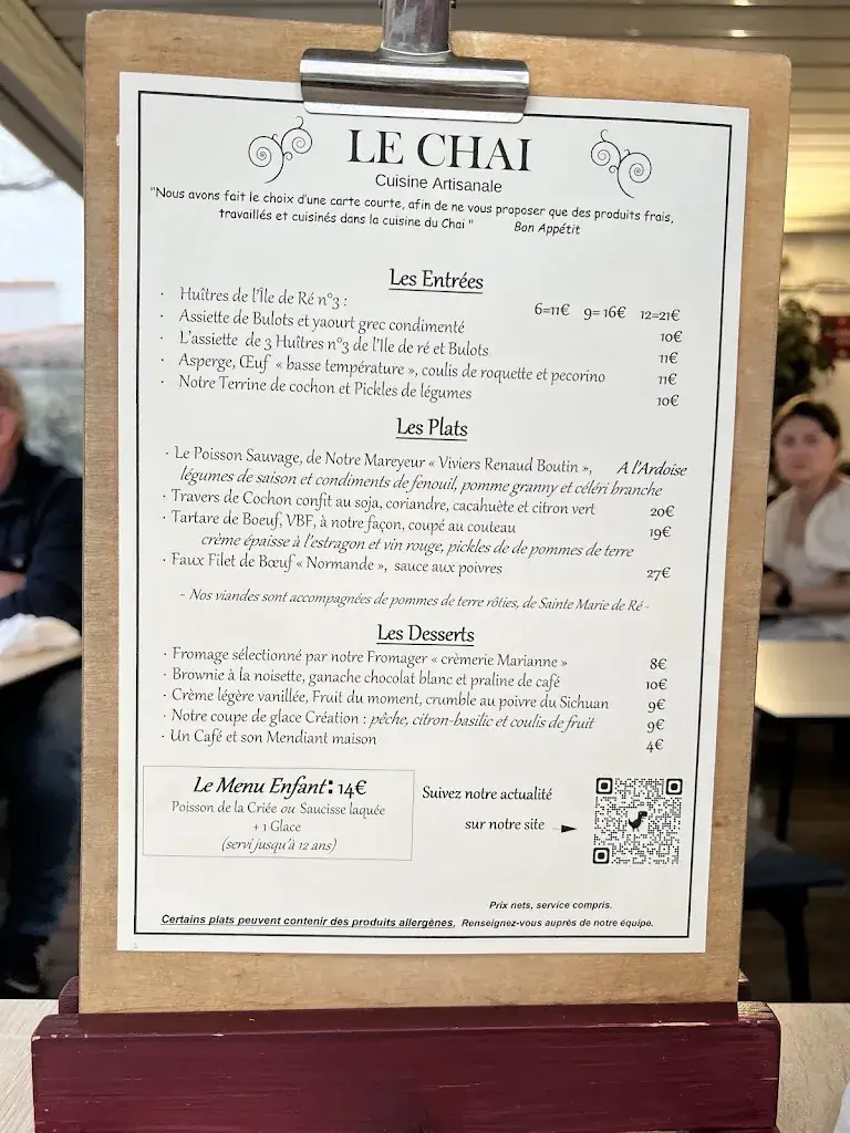 Menu_Restaurant Le Chai_Sainte-Marie-de-Ré_imagen_1