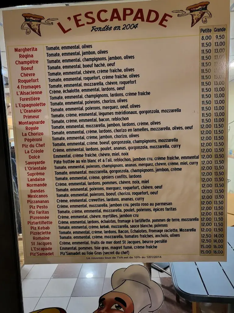 Menu_Pizzéria L'Escapade_Samadet_image_1