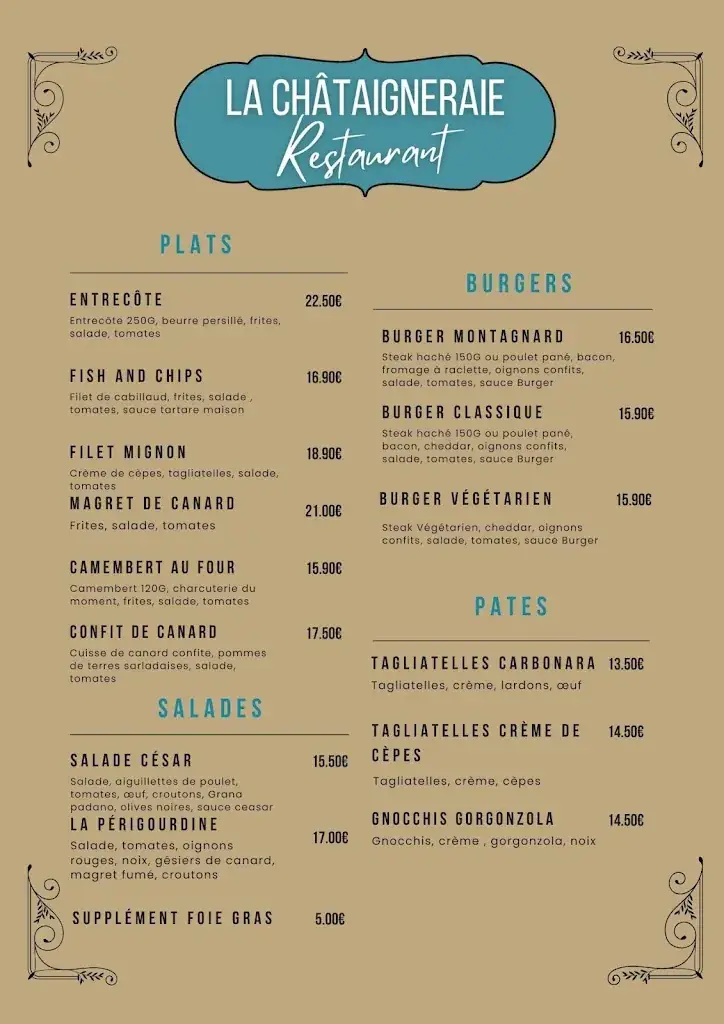 Menu_Restaurant La Châtaigneraie_Prats-de-Carlux_immagine_2