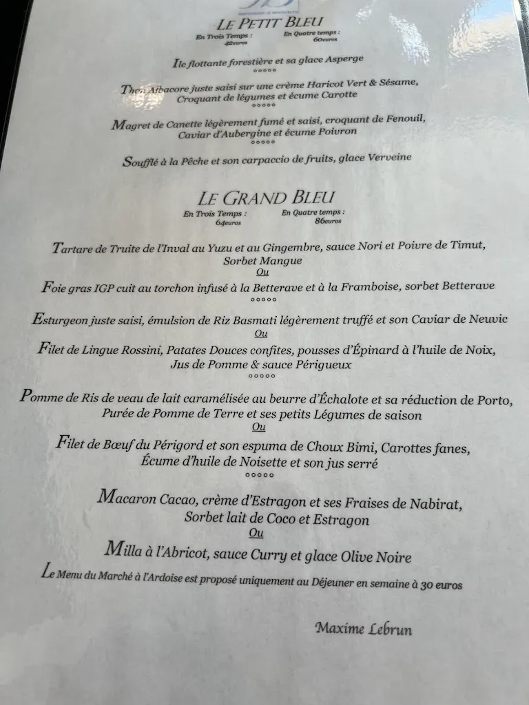 Menu_Restaurant Le Grand Bleu_Sarlat-la-Canéda_image_1