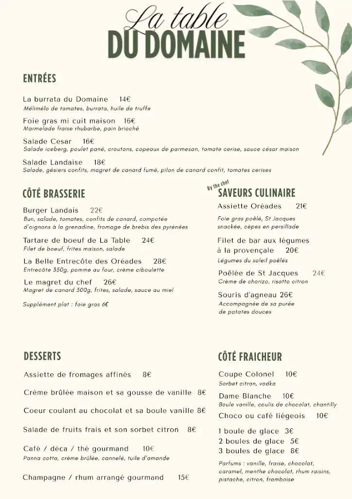Menu_La Table Du Domaine_Sanguinet_imagen_3