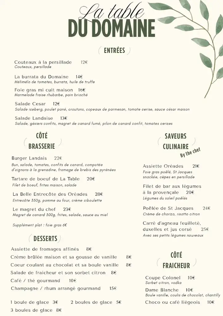 Menu_La Table Du Domaine_Sanguinet_imagen_4