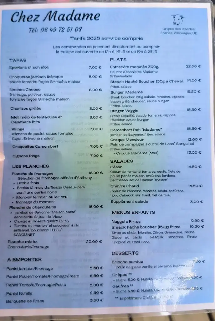 Menu_Chez Madame_Sanguinet_image_2