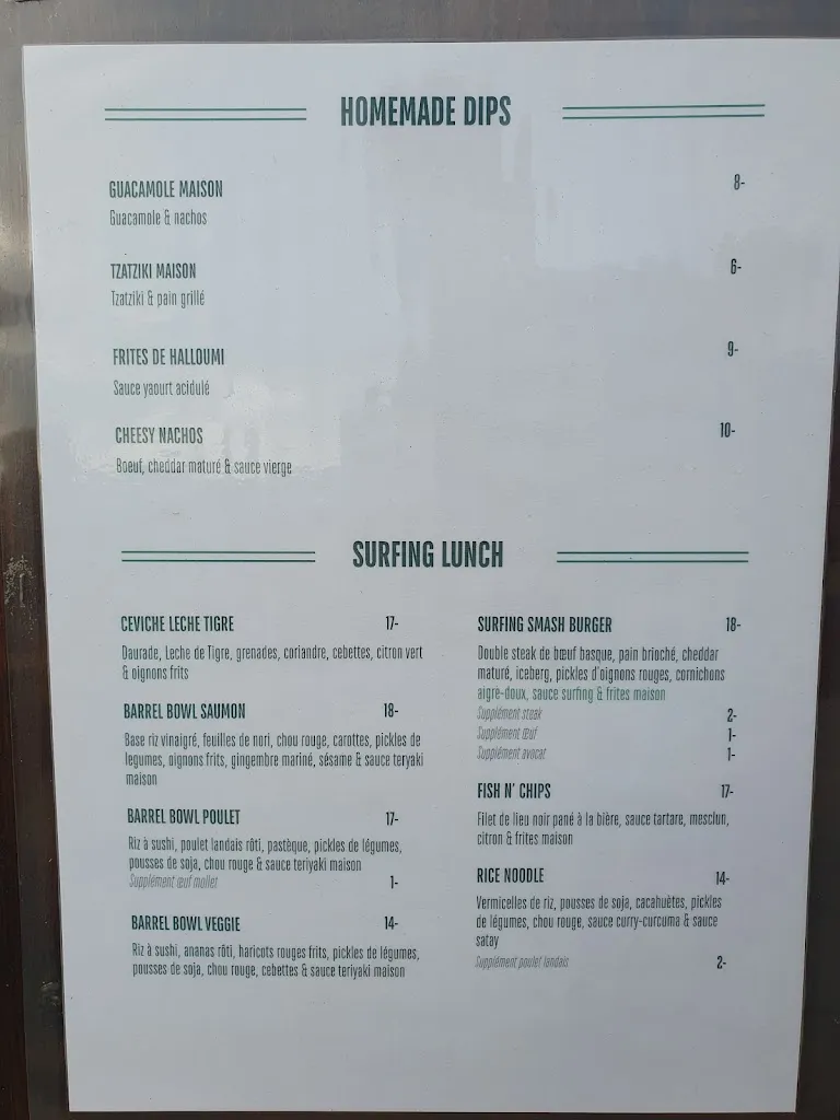 Menu_Le Surfing since 1988_Seignosse_image_2