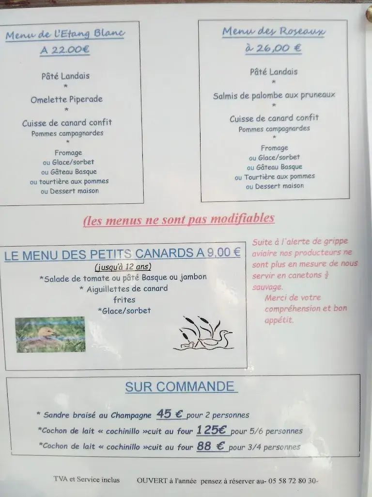 Menu_Restaurant Les Roseaux_Seignosse_image_3