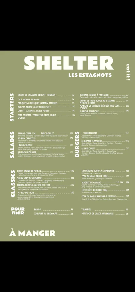 Menu_Shelter Les Estagnots_Seignosse_image_2