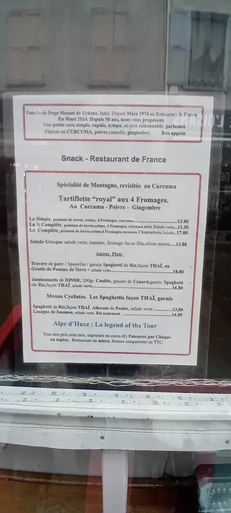 Menü_Restaurant de France_Bourg-d'Oisans_Bild_1