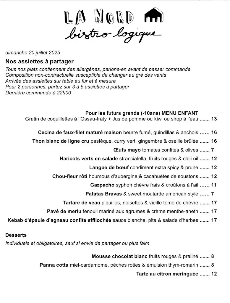 Menu_La Nord_Soorts-Hossegor_image_3