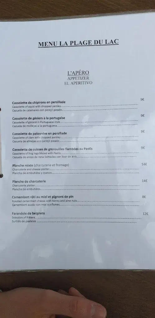 Menu_La plage du lac_Soustons_image_2